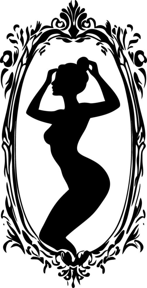 Elegant Woman Silhouette With Ornate Frame Art for Decor and Design vector