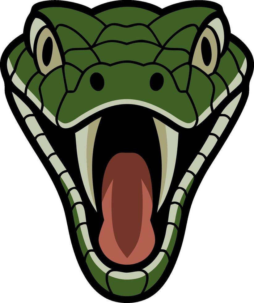 Fierce Green Snake Head Art For Tattoos and Graphic Design vector