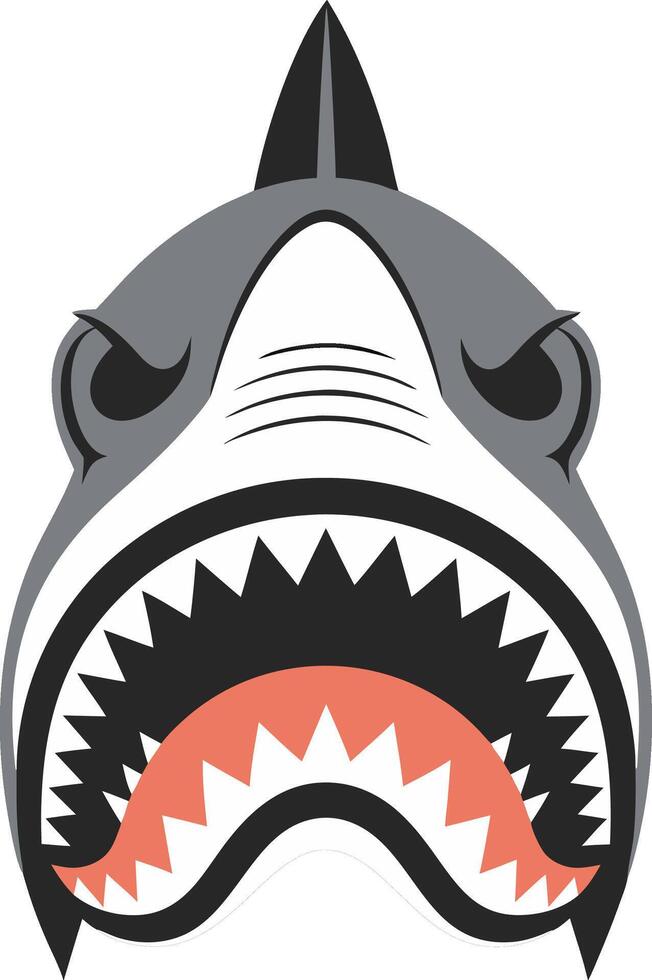 Ferocious Shark Face Art Design for Tattoos and Graphics vector