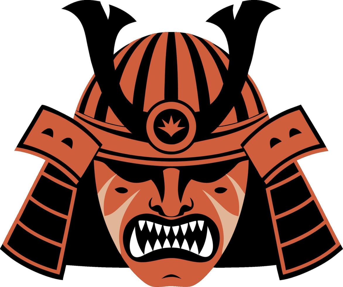 Fierce Samurai Warrior Mask Illustration for Tattoo and Design vector