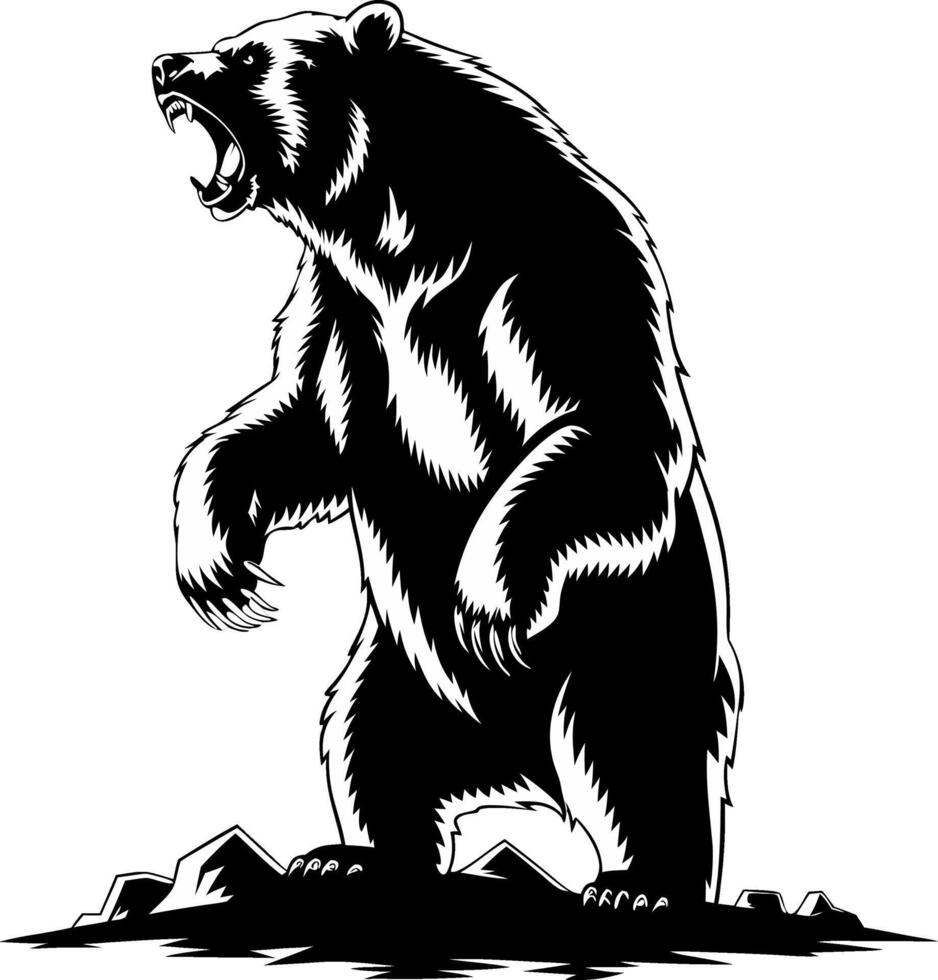 Fierce Roaring Bear Illustration Powerful Wildlife Art vector