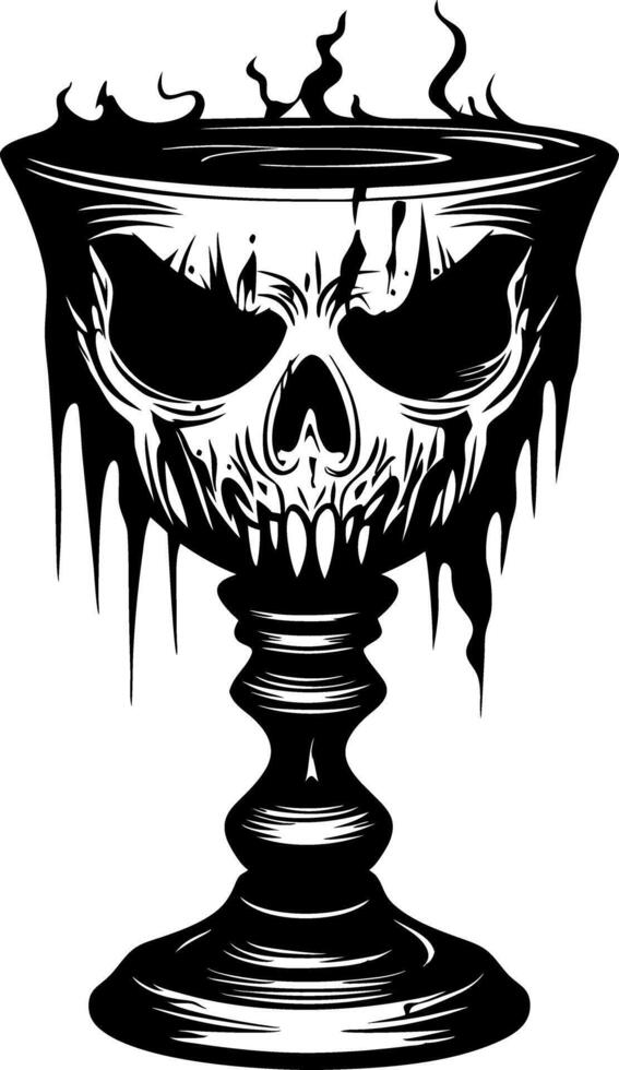 Gothic Skull Chalice Art for Halloween Tattoos or Decorations vector