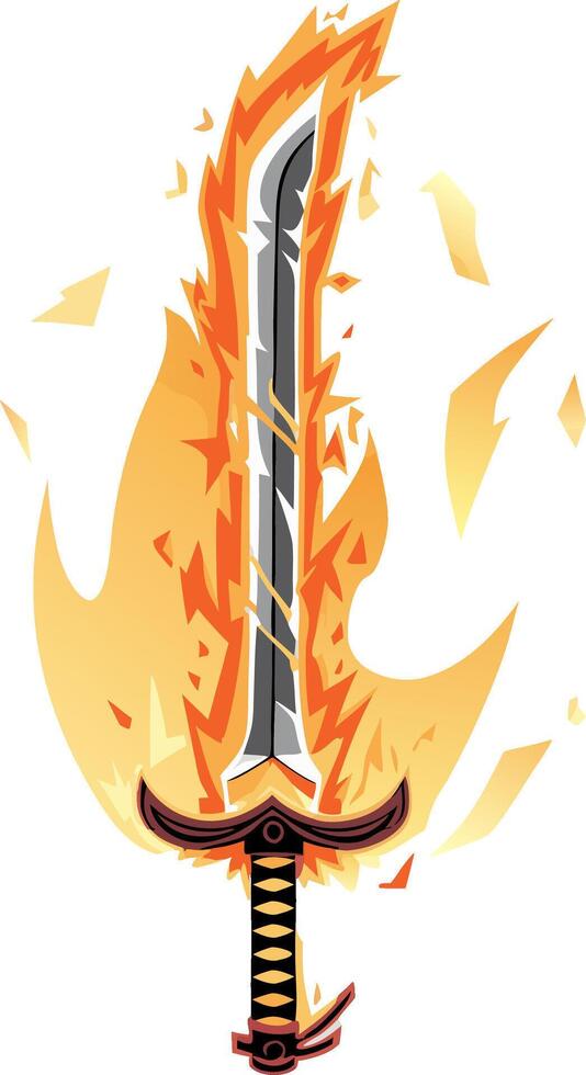 Flaming Sword Illustration for Fantasy Game Design and Tattoo Art vector