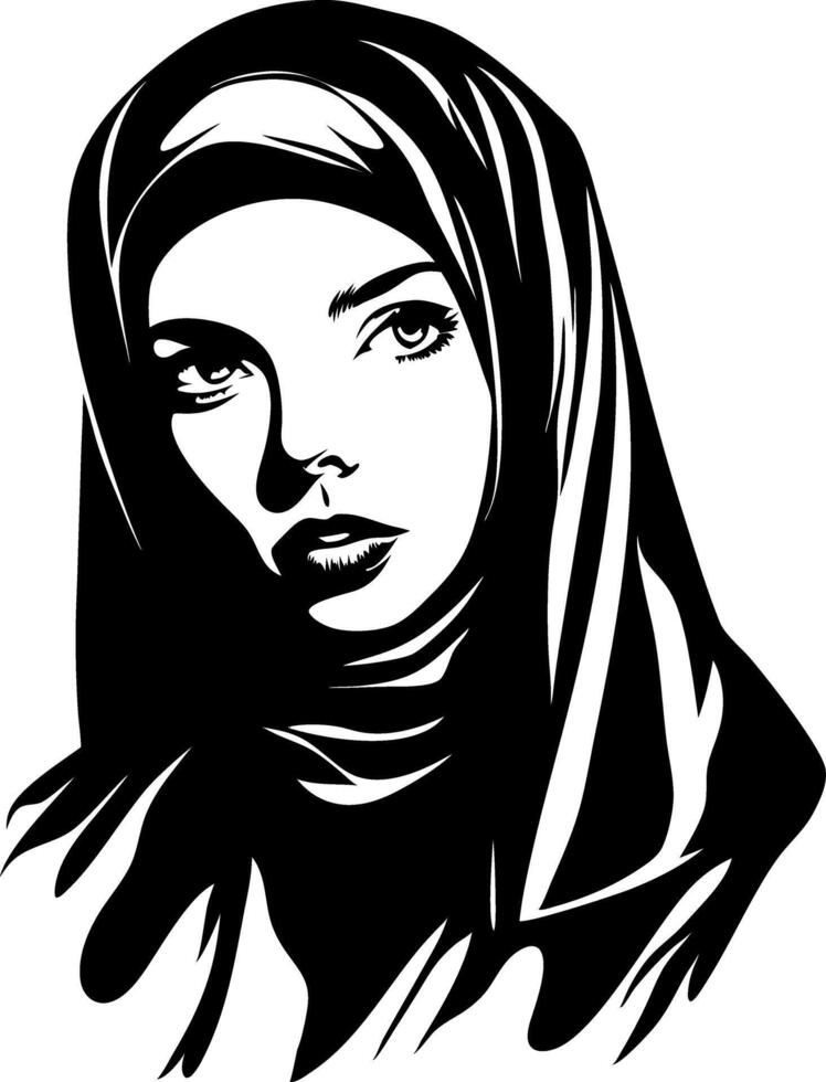 Elegant Woman in Hijab Illustration for Cultural Designs and Art Projects vector