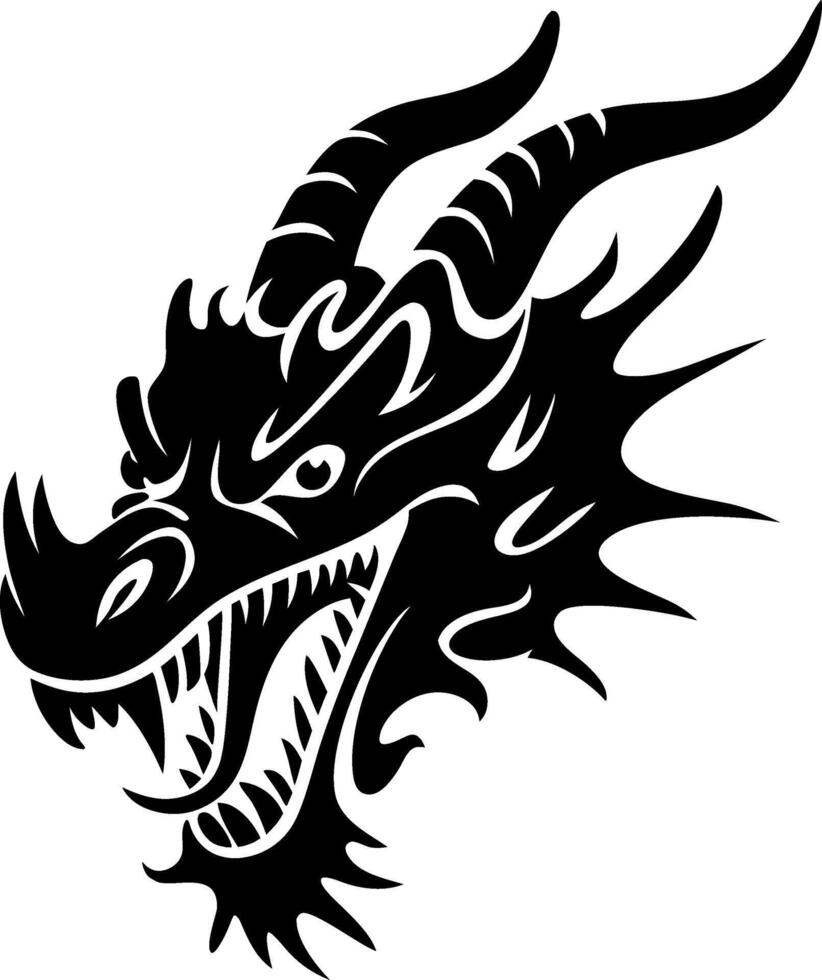 Fierce Dragon Head Silhouette for Tattoo and Design Projects vector