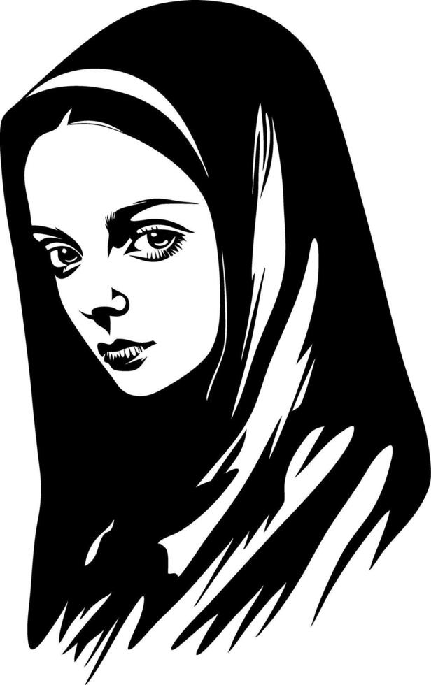 Elegant Portrait of Woman in Hooded Cloak for Artistic Design vector