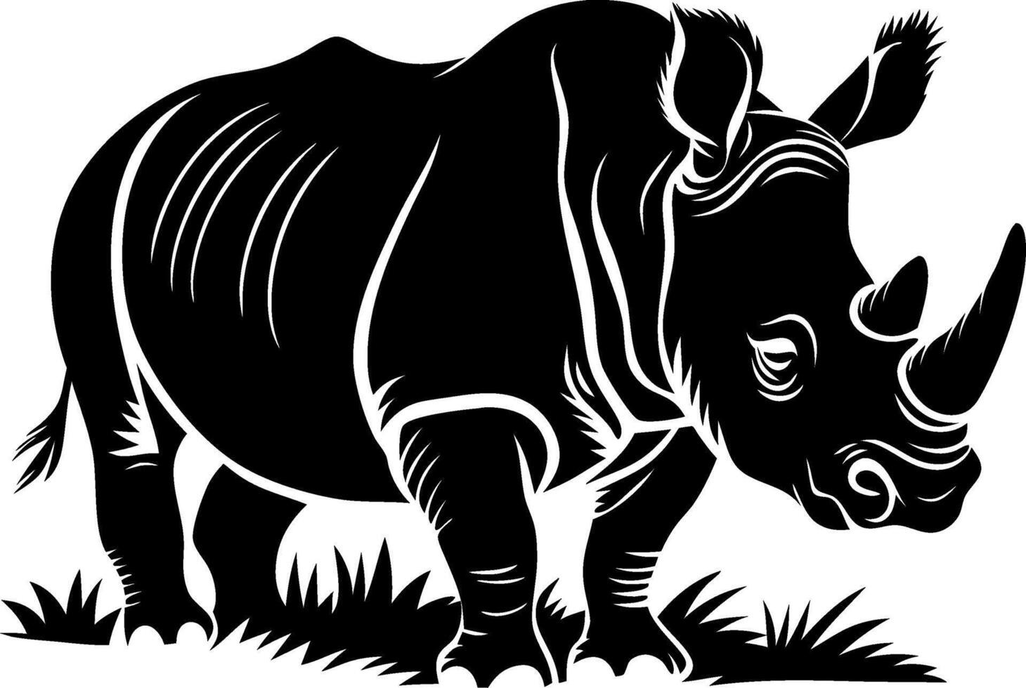 Majestic Rhino Silhouette Art for Wildlife Design and Artistic Projects vector