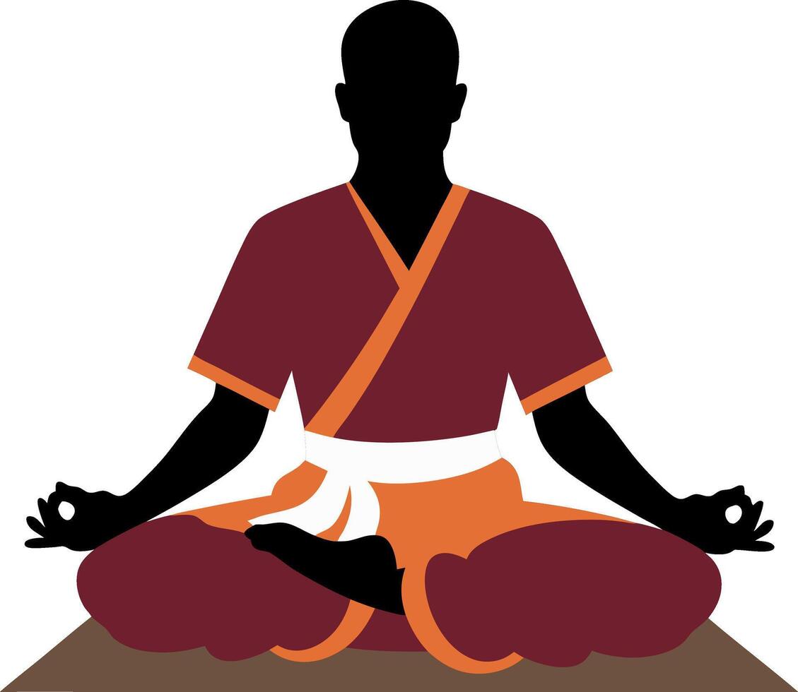 Meditating Monk Silhouette in Lotus Pose Graphic for Wellness and Spirituality vector