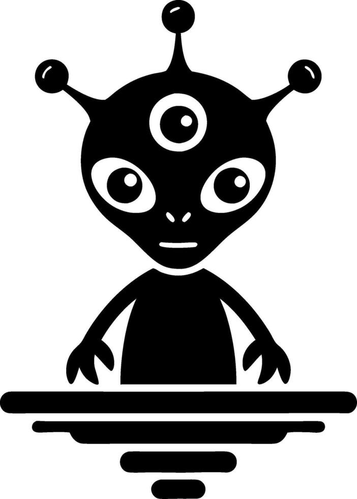 Minimalist Three-Eyed Alien Character Illustration for Creative Projects vector
