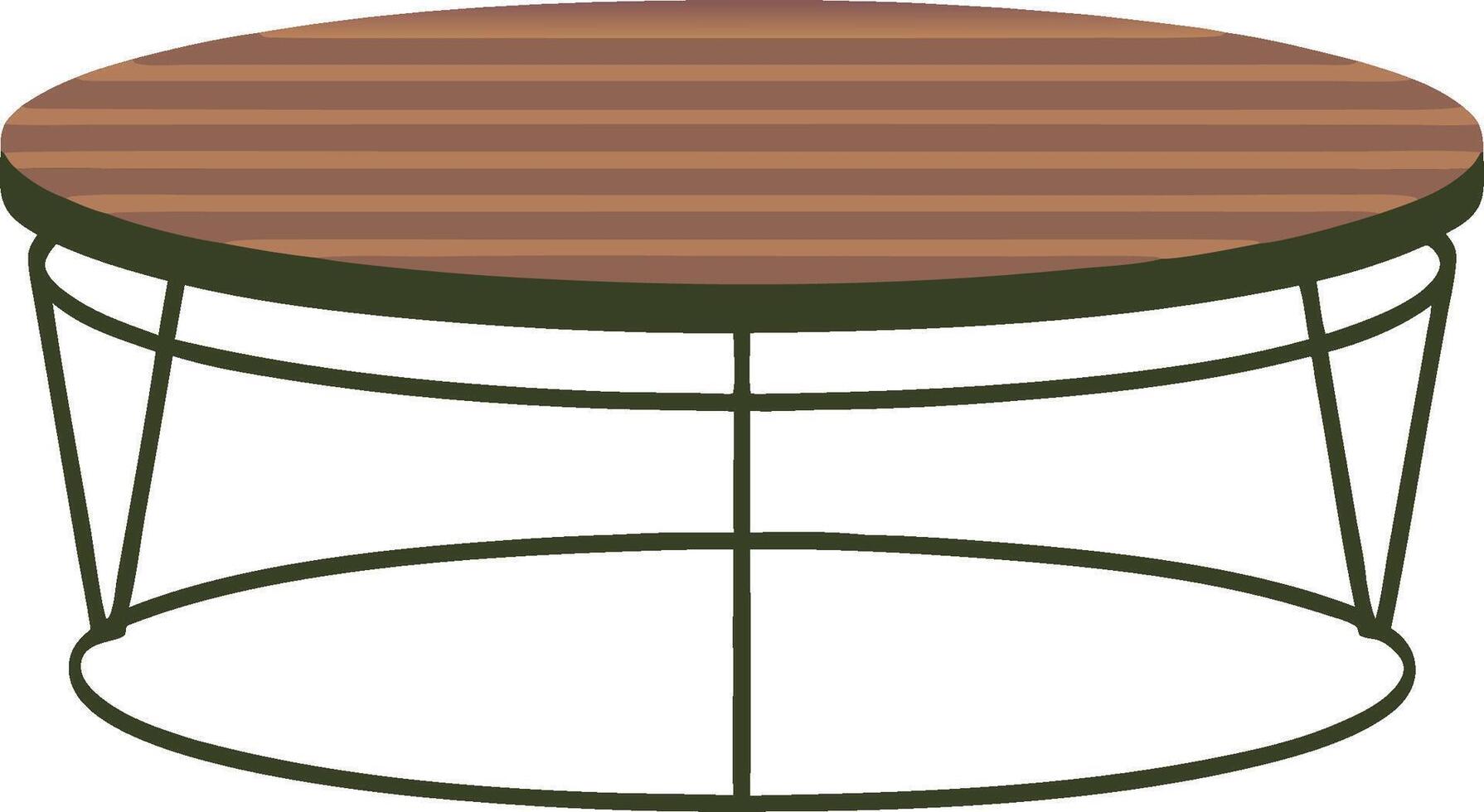 Minimalist Round Wood and Metal Coffee Table Illustration for Home Decor Design vector