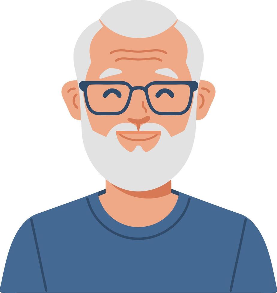 Happy Elderly Man with Glasses Smiling Illustration vector