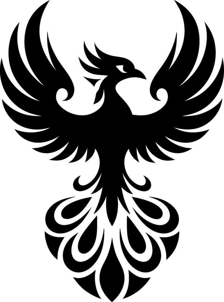 Majestic Black Phoenix Silhouette for Tattoo or Design vector