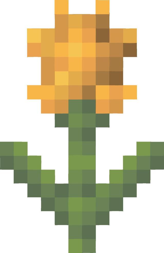 Pixel Art Yellow Flower Simple Design for Craft Projects and vector