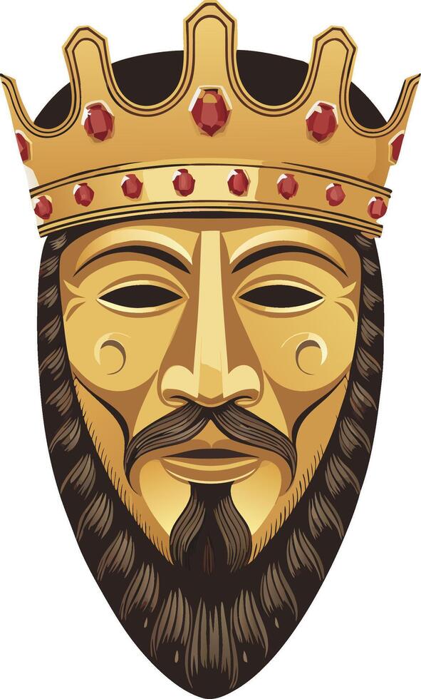 Regal King Mask Crowned Portrait Royalty Illustration vector