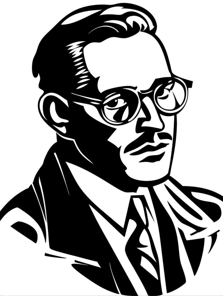 Retro Male Portrait Art Stylish Man in Glasses for Design Projects and Tattoos vector