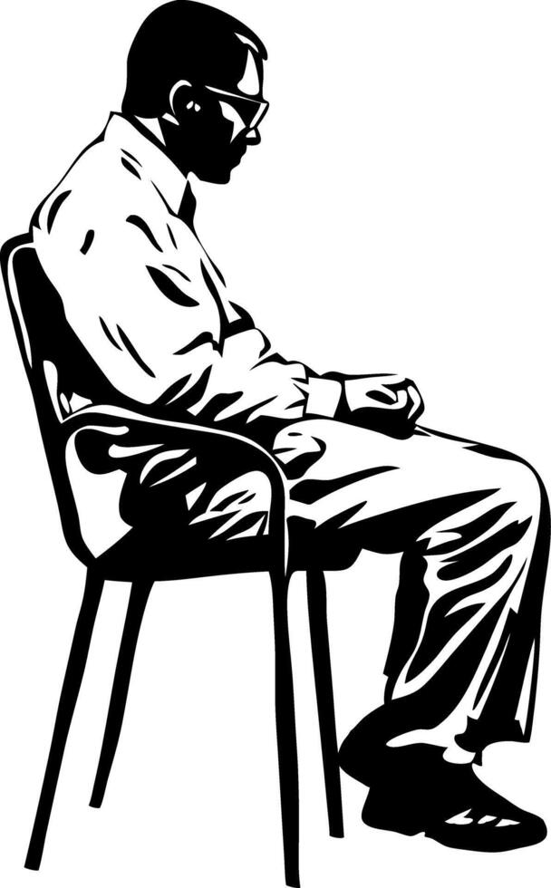 Silhouette of Man Sitting on Chair in Thoughtful Pose for Artistic Designs vector