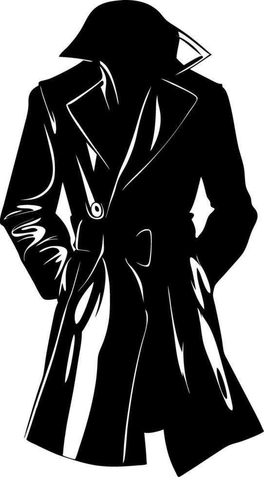 Mysterious Silhouette Black Trench Coat Art for Design Projects vector
