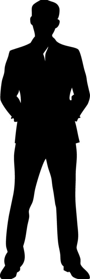 Silhouette of Businessman in Suit Standing Confident Professional Illustration vector