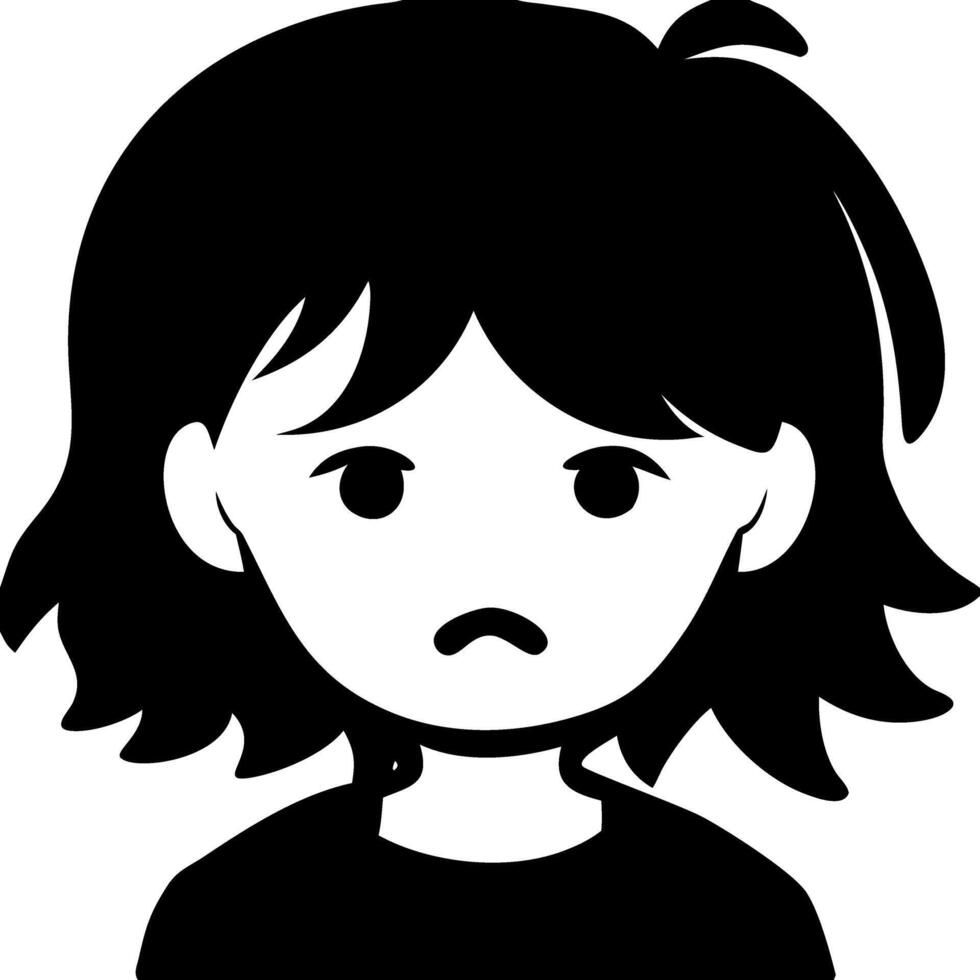 Sad Child Silhouette Black and White Art for Emotions and Illustrations vector