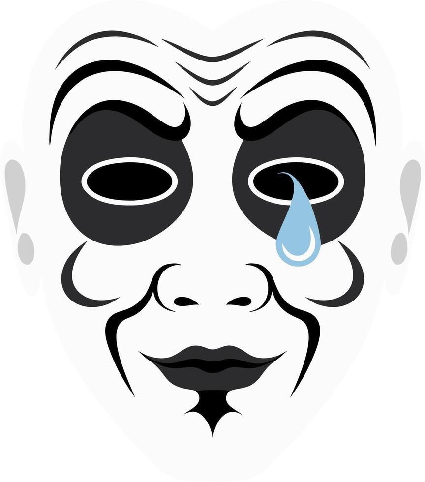 Pierrot Mask Art with Teardrop for Creative Designs and Decor vector