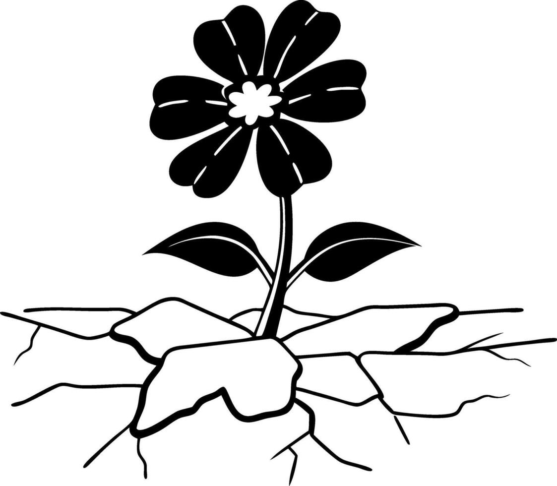 Resilient Flower Growing Through Cracked Ground Illustration vector