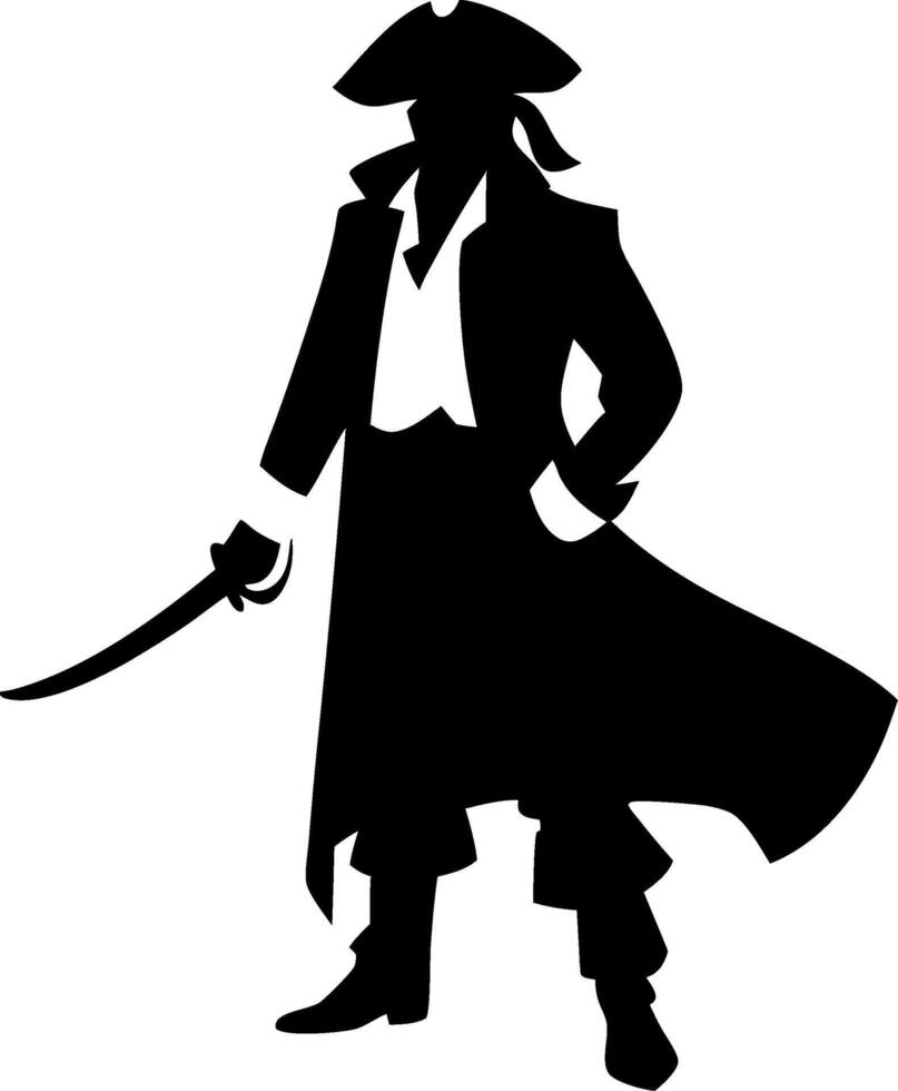 Pirate Silhouette Illustration for Nautical Themes and Creative Design vector