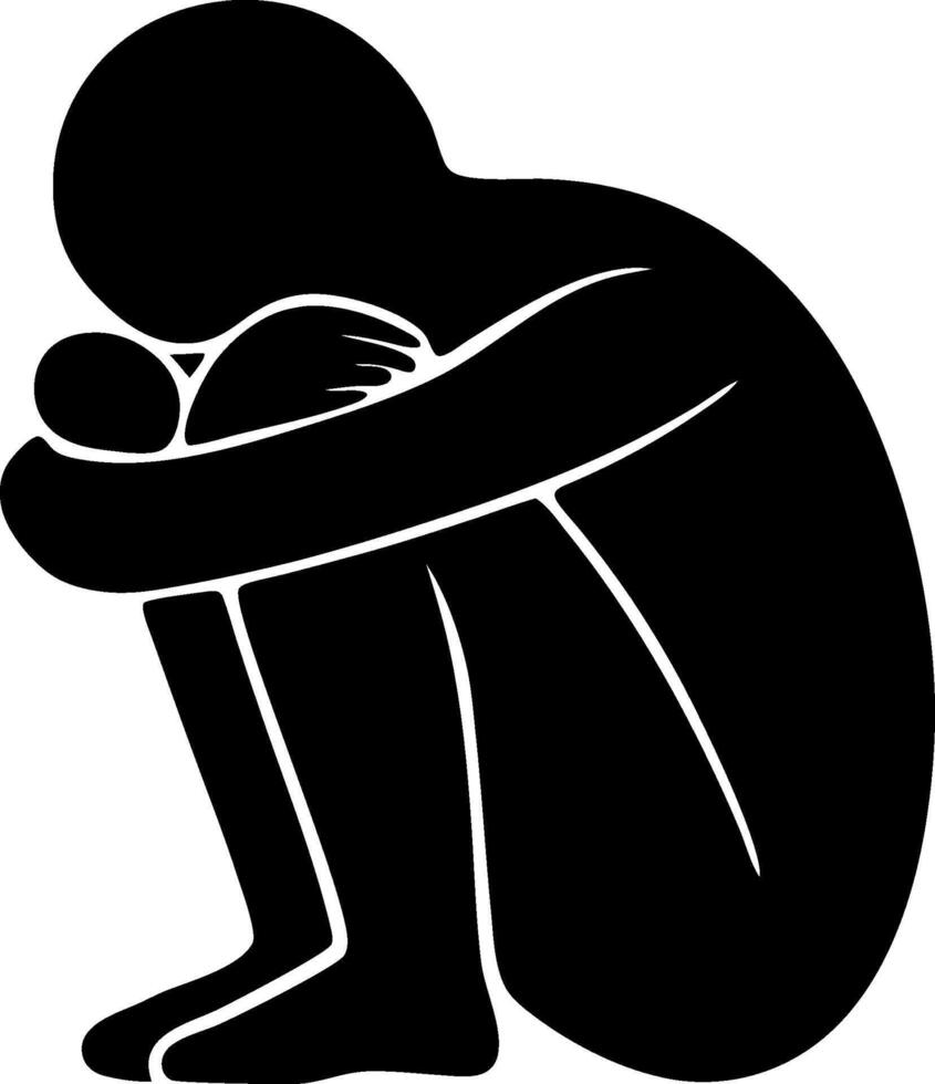 Sadness Contemplation Silhouette Art for Mental Health Design Projects vector