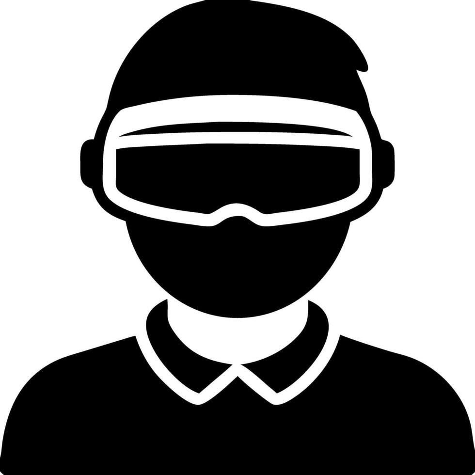 Silhouette of Person in Ski Goggles Illustration for Winter Sports and Safety Graphics vector