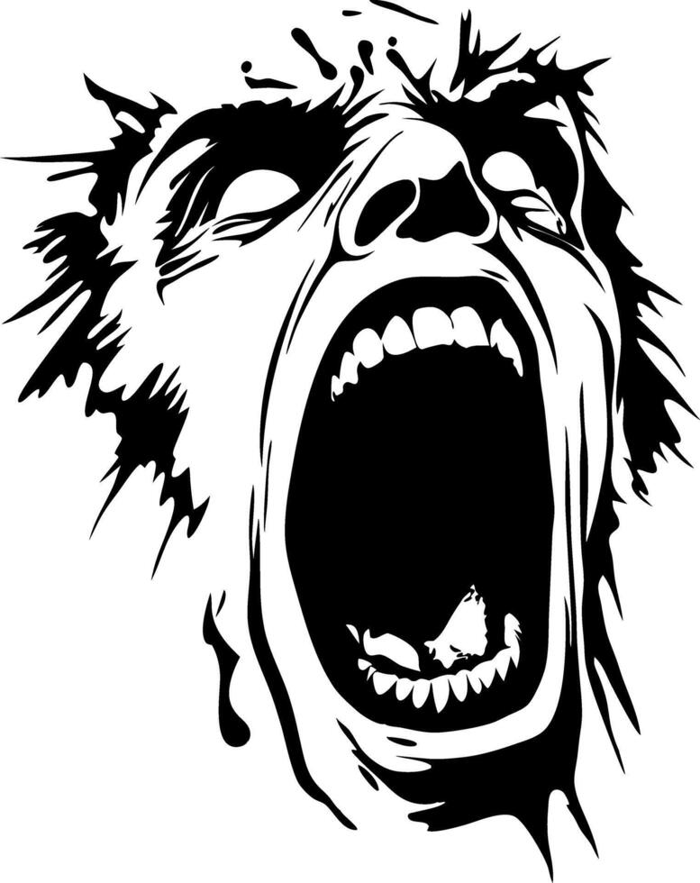 Powerful Scream Expression Art for Emotional Design Projects vector