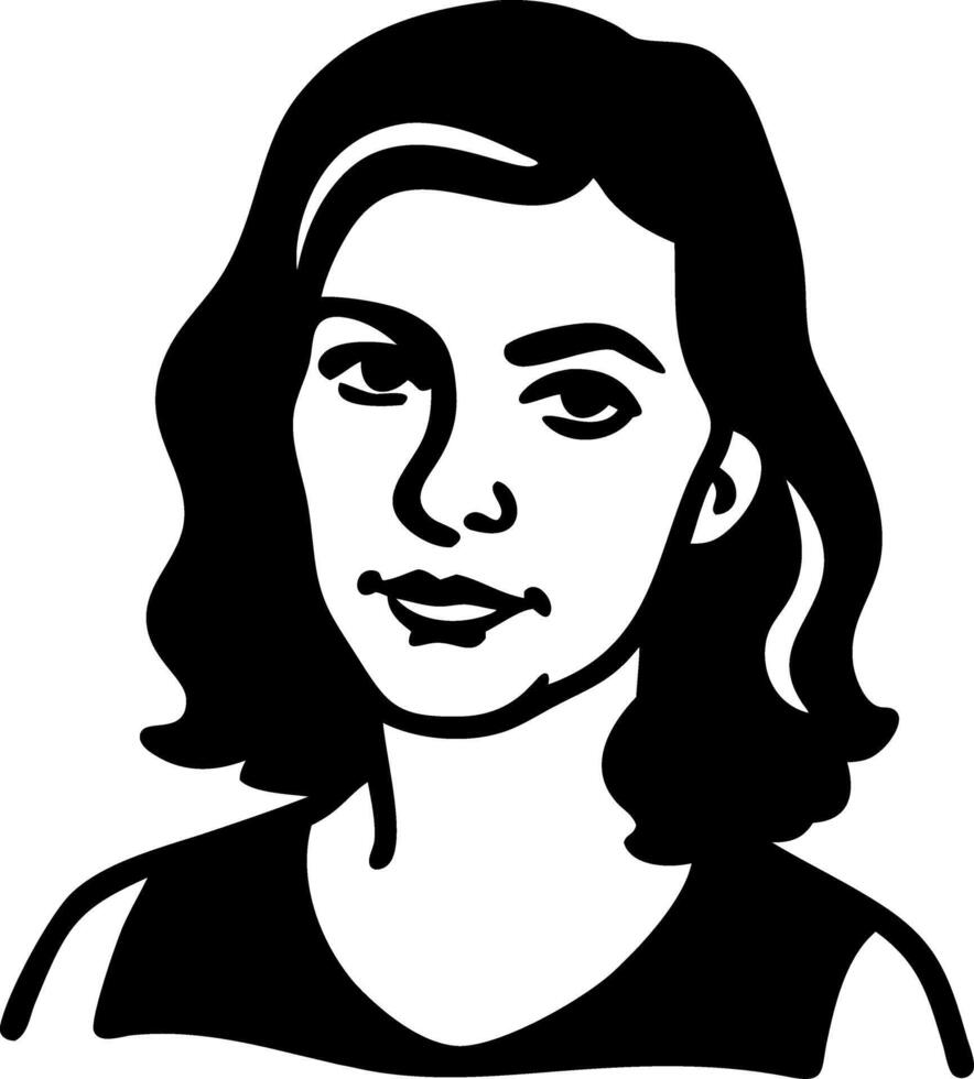 Illustration Woman Portrait Black and White Silhouette Art vector
