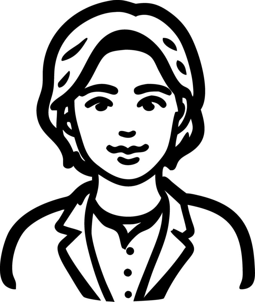 Illustration Business Woman Professional Portrait Outline Art vector