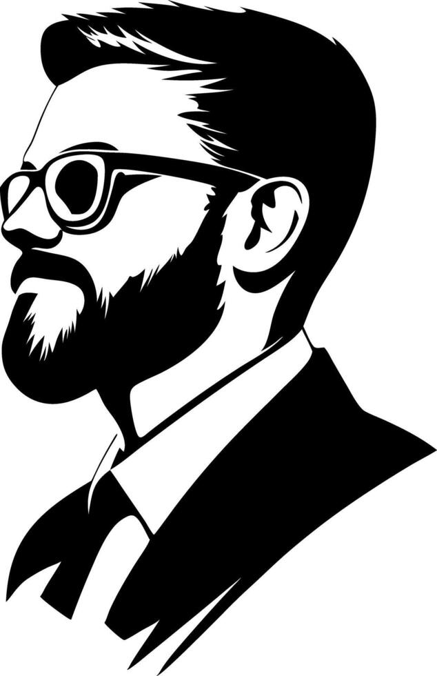 Stylish Bearded Man with Glasses Side Profile Illustration vector