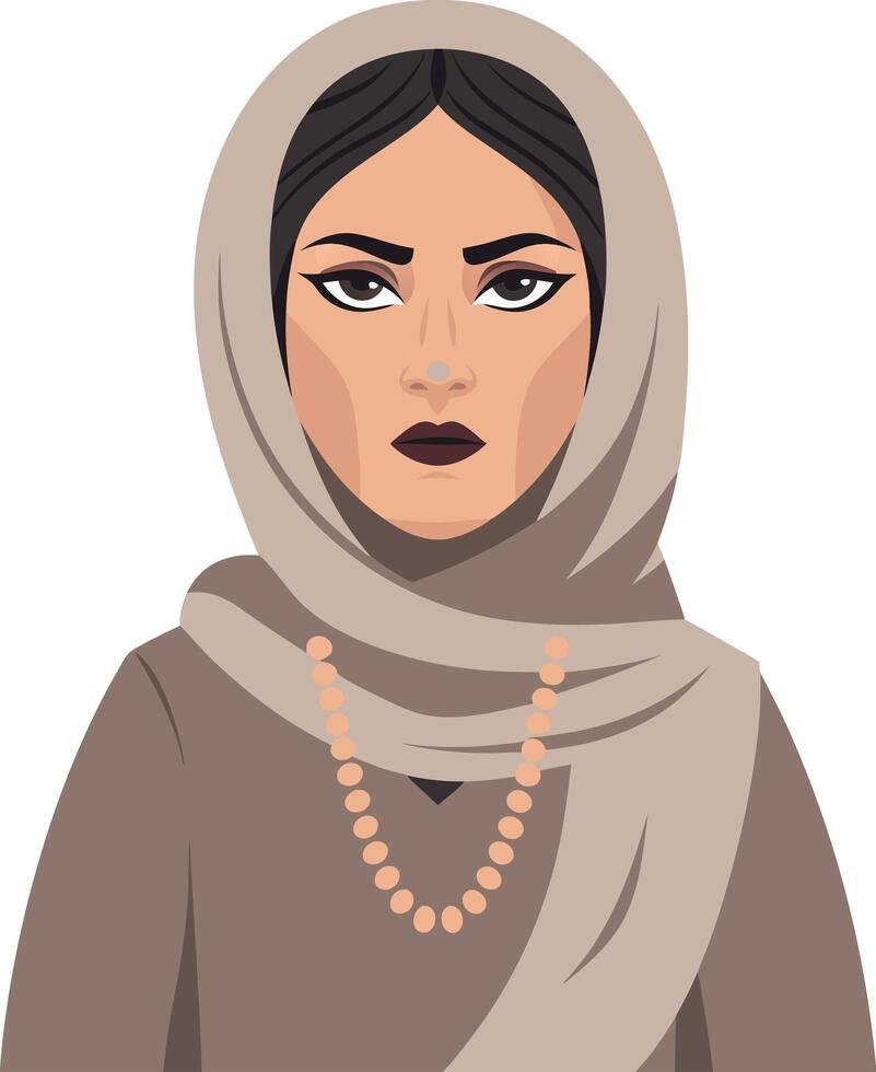Illustration Woman in Hijab with Necklace for Cultural Design and Art Projects vector