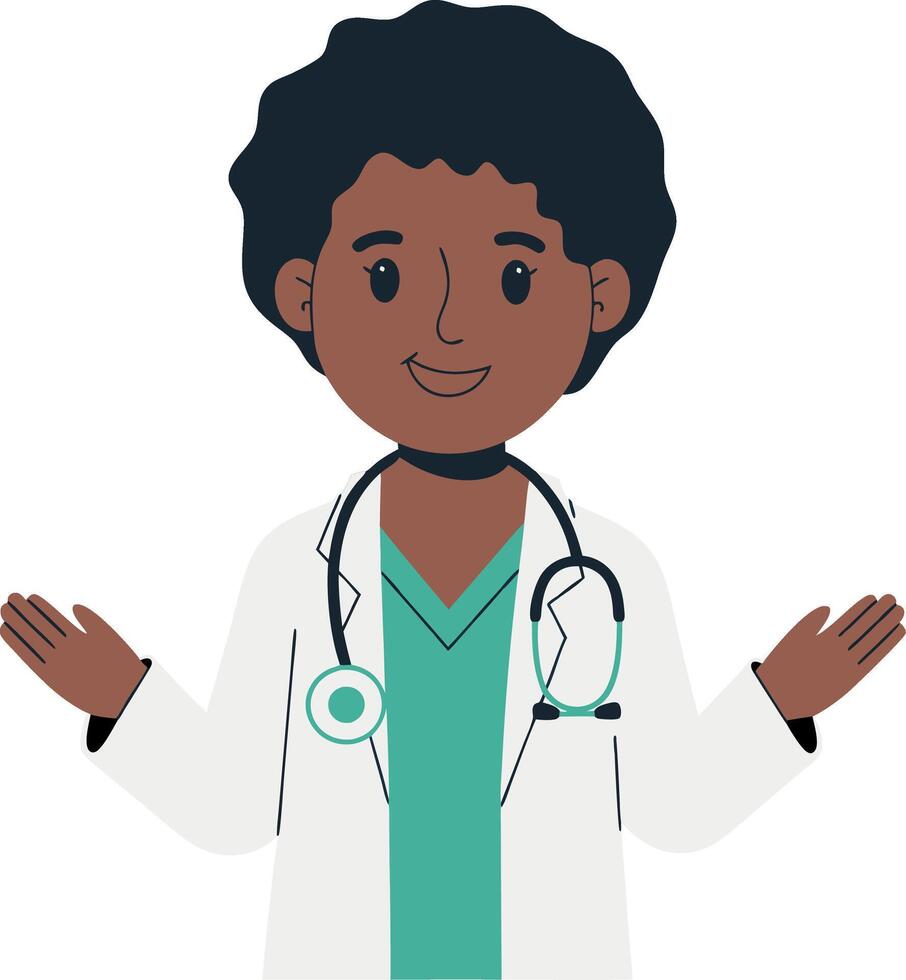 Illustration of Smiling Doctor with Stethoscope for Healthcare Education vector