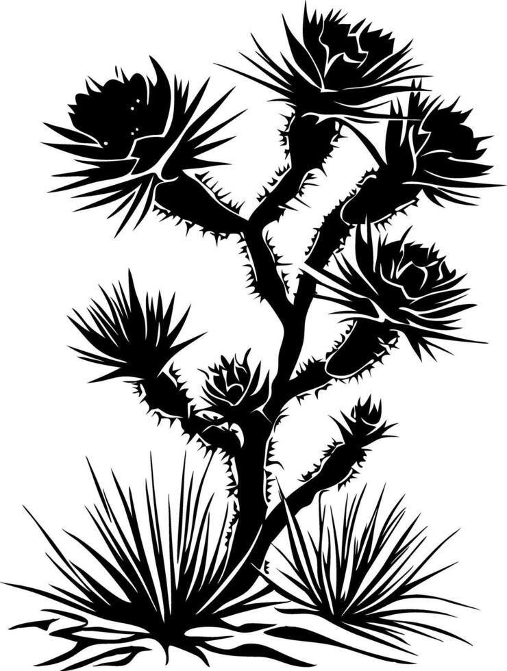 Silhouette of Spiky Desert Plant for Artistic Design or Tattoo vector