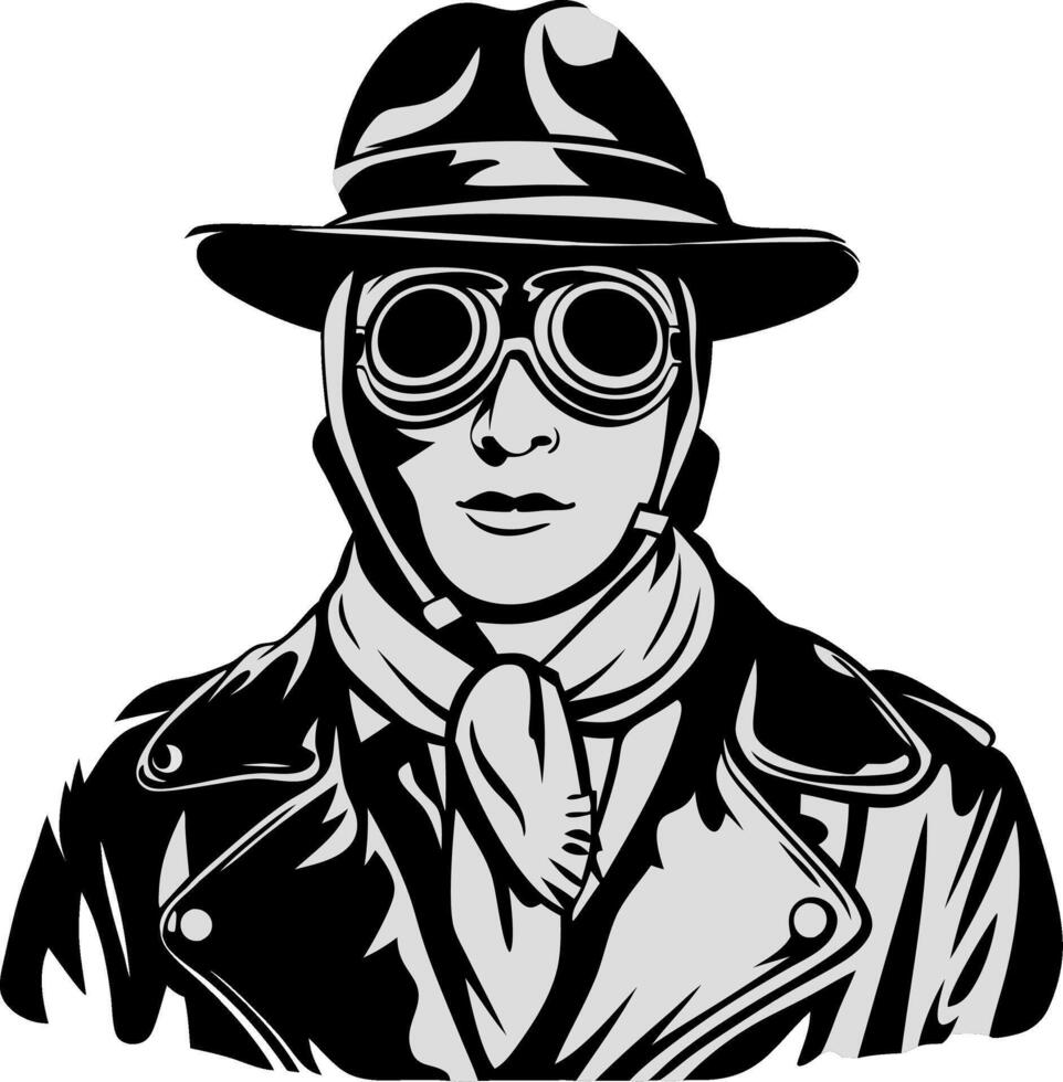 Vintage Aviator Portrait Art for Retro Design and Illustration Projects vector
