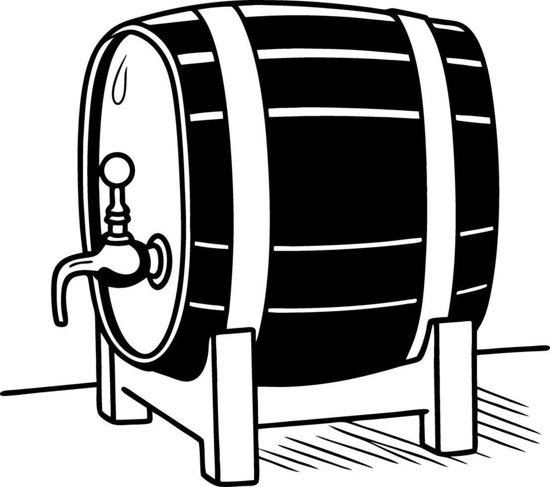 Traditional Wooden Beer Barrel Illustration for Brewing and Distilling Projects vector