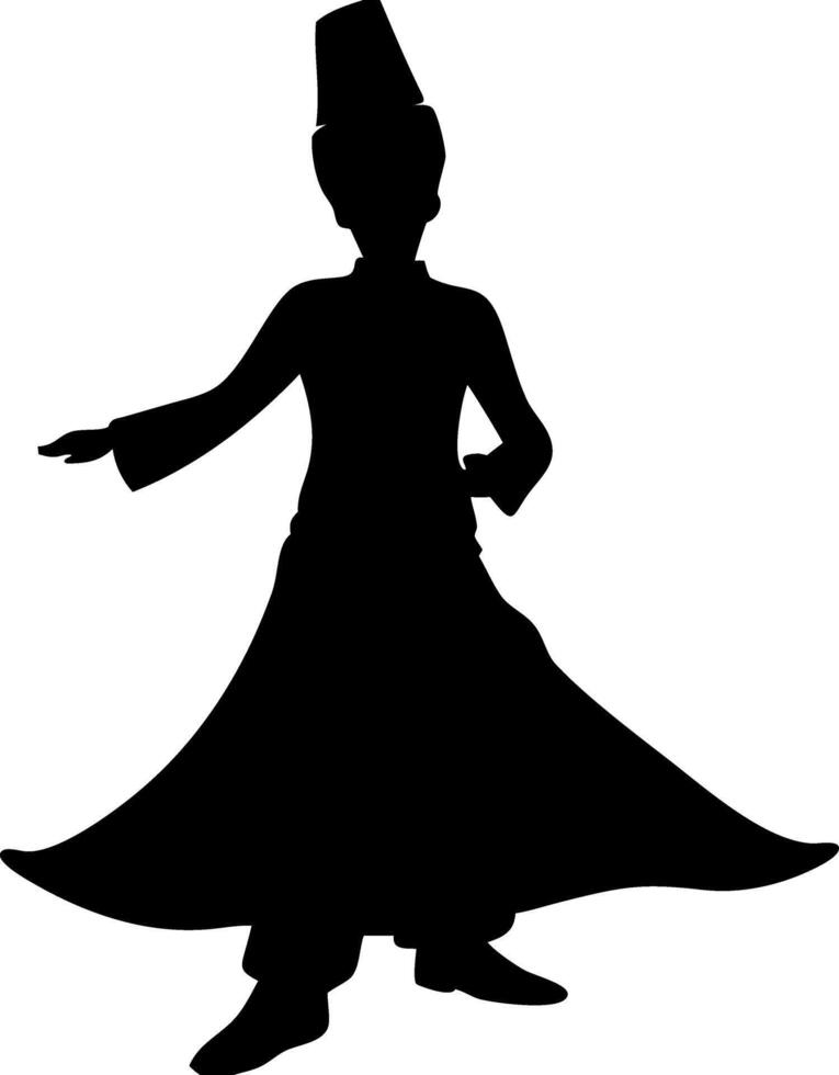 Whirling Dervish Silhouette Traditional Sufi Dancer Art Meditation Spirituality vector