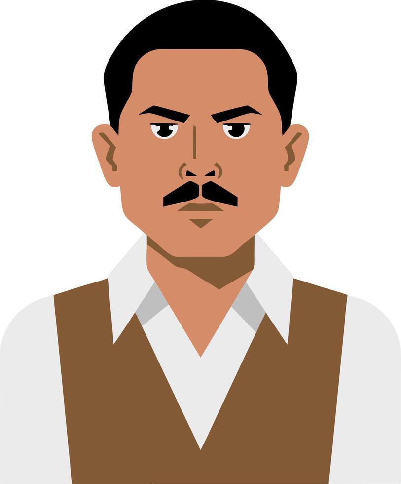 Illustration Serious Man with Mustache and Vest Ideal for Avatars and Graphic Design vector