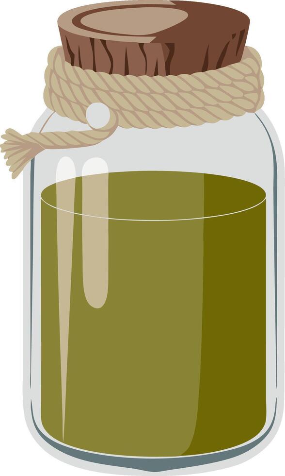 Illustration of Vintage Glass Jar with Rope Tie and Wooden Lid vector
