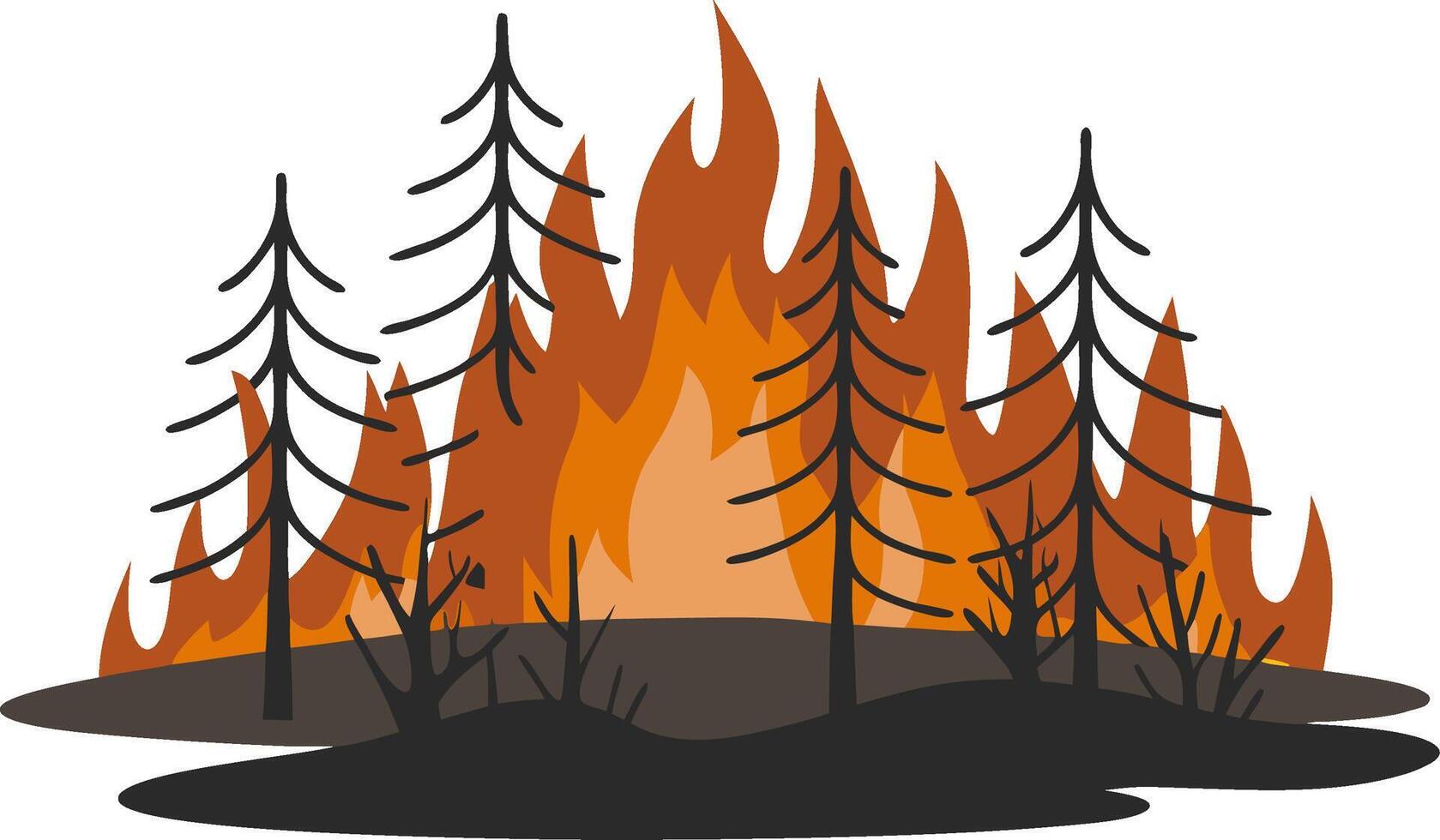 Wildfire Forest Burning Illustration for Environmental Awareness vector