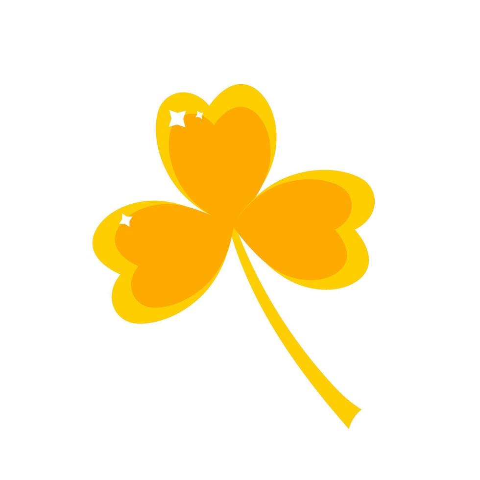 Golden clover icon. Symbol of luck, fortune. Shamrock. Flat illustration isolated on white background. vector