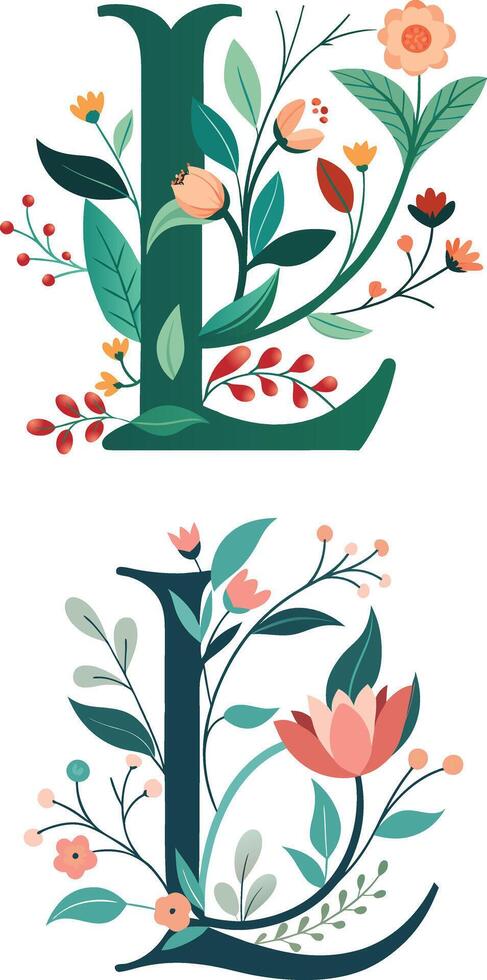 Floral Letter L Monogram vector