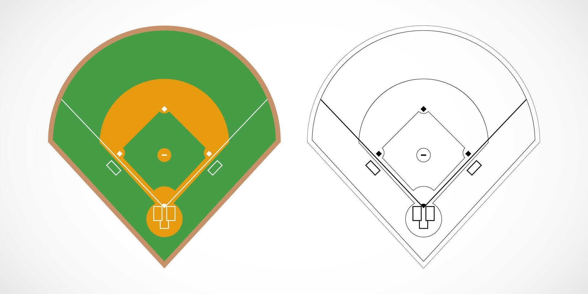Baseball Field Layouts in Two Styles vector