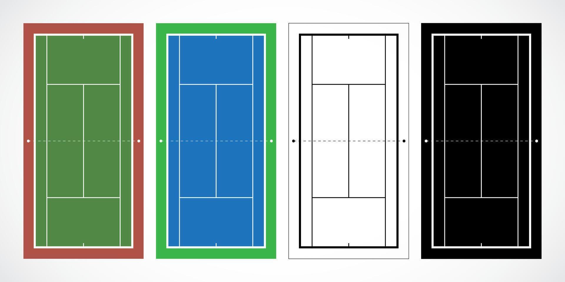 Tennis Court Layouts in Four Styles vector