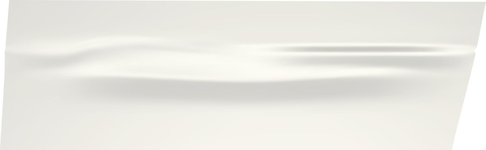 Realistic texture of plastic wrap featuring crumpled wrinkles and folds, overlaying a clean white background. Subtle interplay of light and shadow enhances visual depth and interest vector