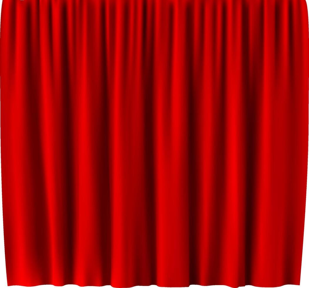 Red stage curtains are covering a theater stage, creating a dramatic and luxurious background for a performance or presentation, perfect for entertainment or cultural events vector
