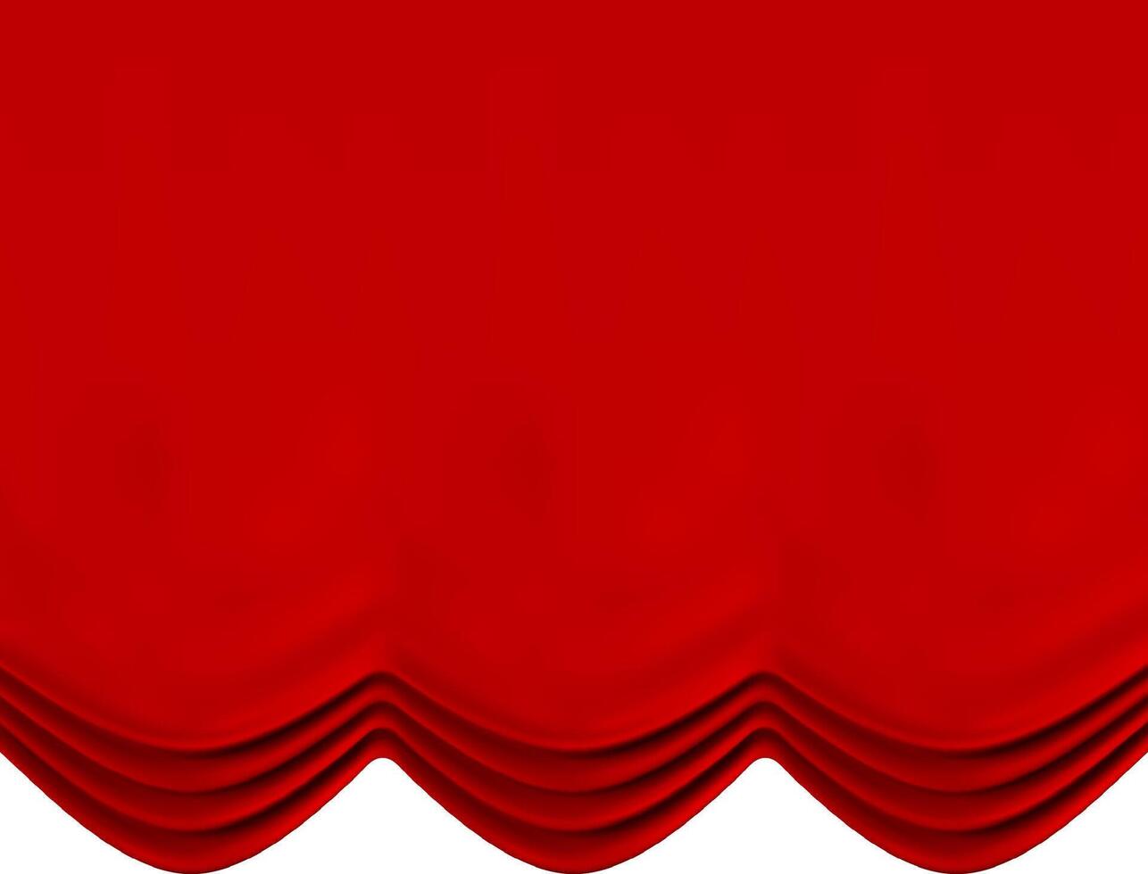 Red stage curtains are creating a wavy pattern on a white background, providing a dramatic and luxurious backdrop for theatrical performances or other events vector
