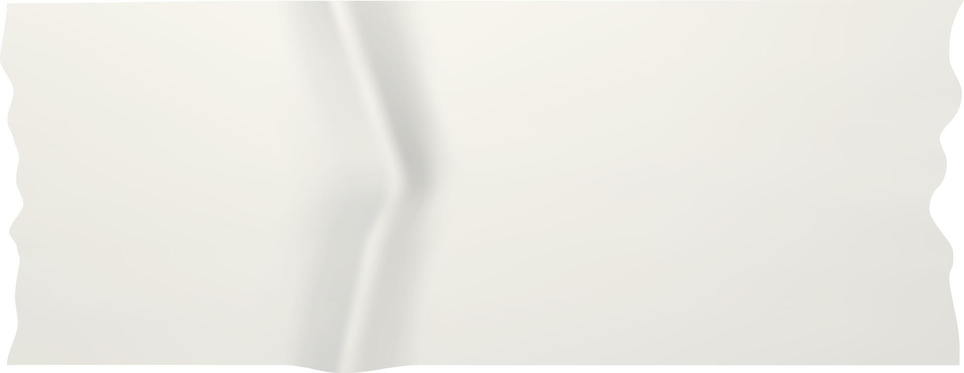 White wrinkled adhesive tape with torn edges creating a realistic sticky paper effect, ideal for graphic design and compositions related to attaching, fixing, and sticking elements together vector