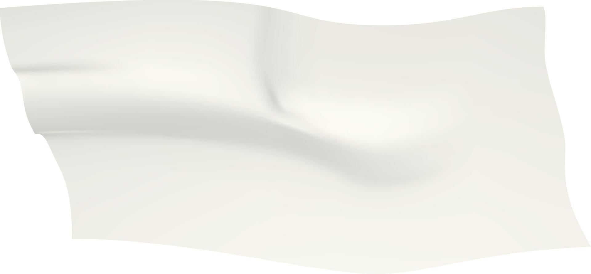 Realistic, wrinkled piece of adhesive tape with curved and folded corners gracefully waving on a white background, generating a dynamic and playful visual effect vector